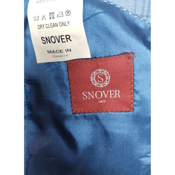 Snover Light Blue Check Blazer Men's Size 38 Business Formal Jacket - Picture 9 of 10